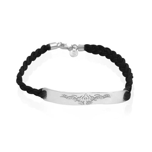 Pulsera Placa Labrada Hombre Plata 925