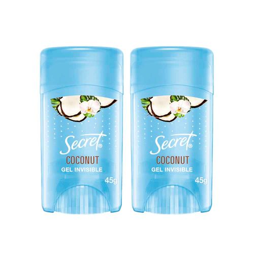 Pack Desodorante SECRET Antitranspirante en Gel Invisible Coco 45g x 2un