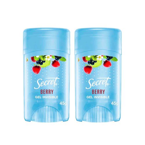 Pack Desodorante SECRET Antitranspirante en Gel Invisible Berry 45g x 2un