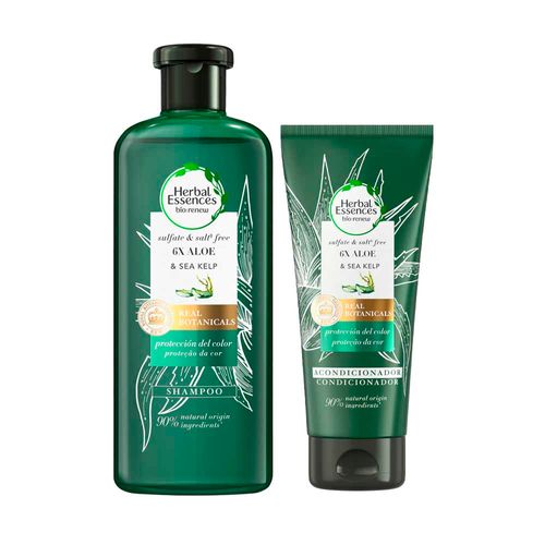 Pack HERBAL ESSENCES Bio:Renew Aloe & Sea Kelp Shampoo Frasco 400ml + Acondicionador 250ml