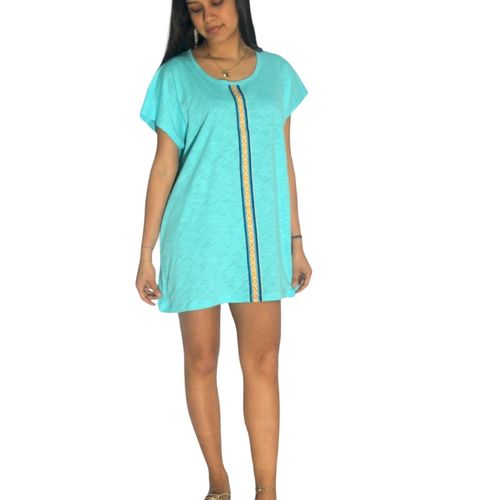 kaftán mujer Jessica Colors 100% algodón color aqua