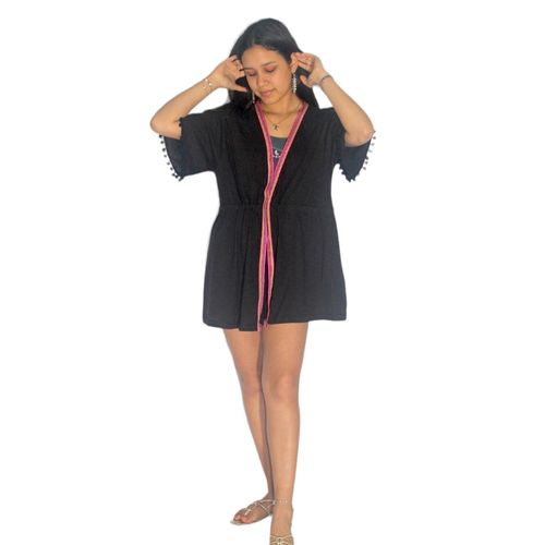 kaftán mujer Jessica Colors 100% algodón color negro