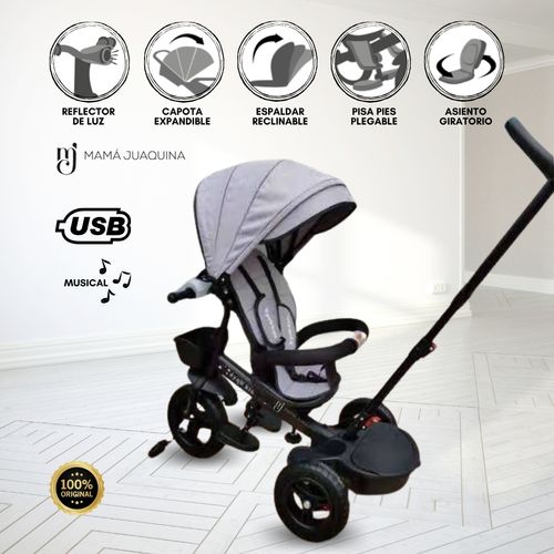 Triciclo Guiador Kids «CUTE AVENTURE» Gray