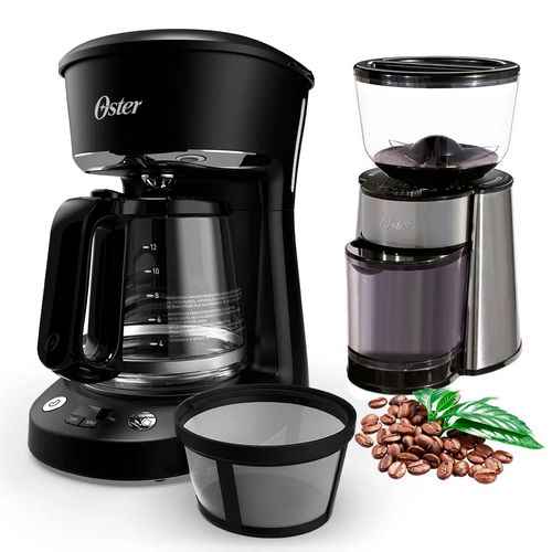 Cafetera Oster 12 Tazas BVSTDCP12B + Molinillo de Cafe BVSTBMH23