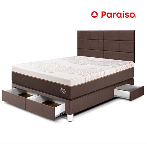 Dormitorio con Cajones Royal Abrazzo 2 Plazas + Cabecera Blocks Chocolate