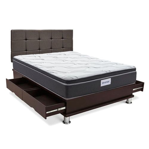 Dormitorio Cuadros Futurepedic 2 Plazas + Almohadas + Protector Marrón