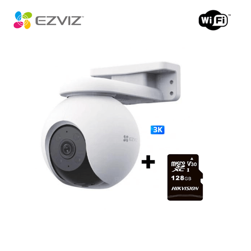Cámara inalámbrica H8 WiFi de lente 360° para exteriores con resoluciòn 3K + MicroSD 128GB - Ezviz