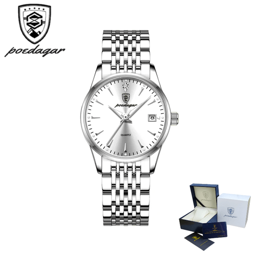 Reloj POEDAGAR para Hombre -Elegante - Acero Inoxidable - Blanco/Plata