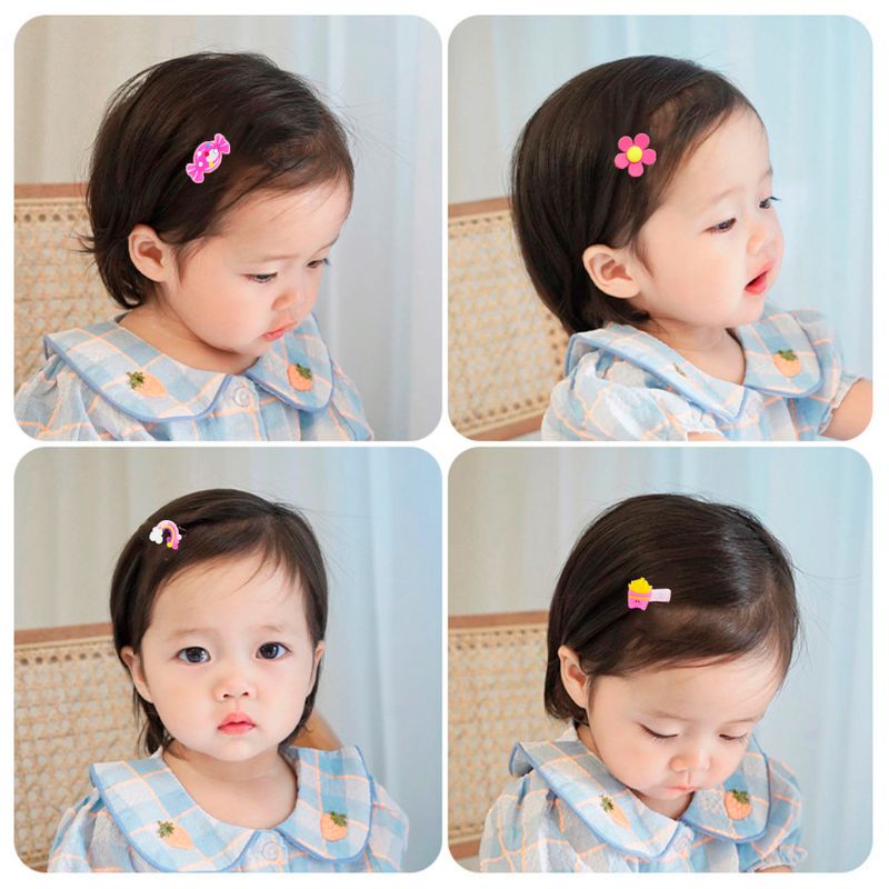 Set-de-8-Ganchos-para-Niñas-Bebes-Accesorio-de-Cabello-Kawaii-S47-Rosa-Fresa