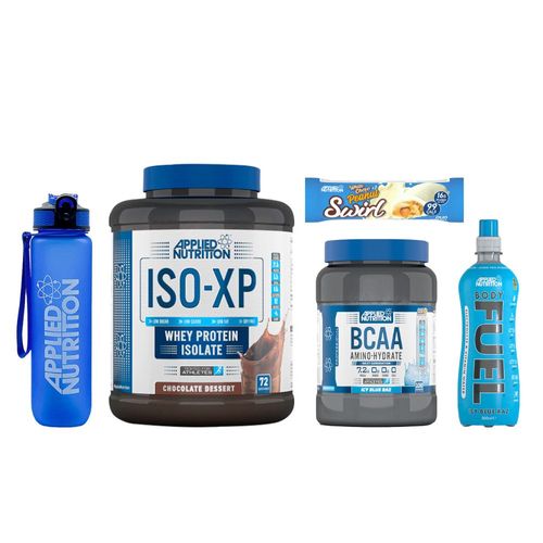 ISO-XP 1.8 kg C + BCAA 1.4 kg Icy Blue Raz + B. Fuel, Bottle, Swirl