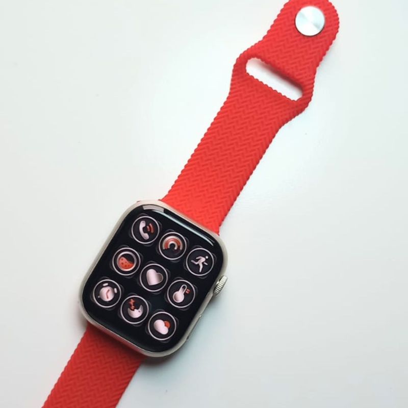 Combo-Smart-Watch-HK9-Pro-2da-Gen-Rojo-y-Correa-Acero-Magnetico-Plata