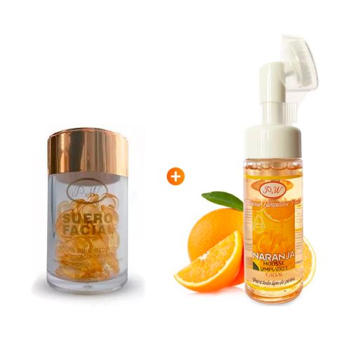 Mousse Limpiador Facial de Naranja + Suero Facial en Capsulas con Ácido Hialurónico