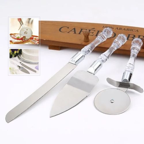 Set Cuchillo Para Torta, Espátula y Rodillo Pizzero