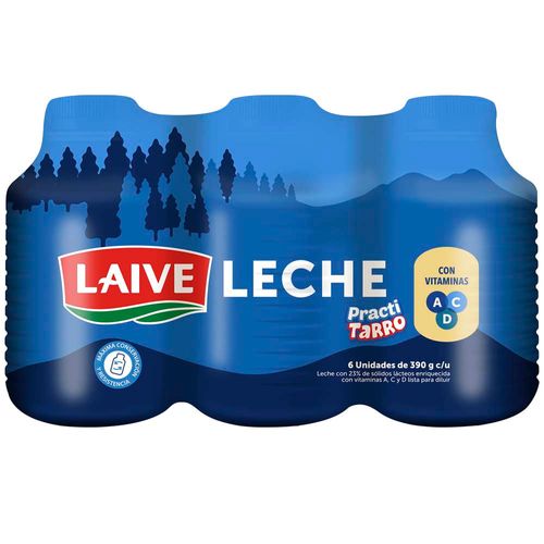 Leche sin Lactosa LAIVE Pacti Tarro Botella 390g Paquete 6un