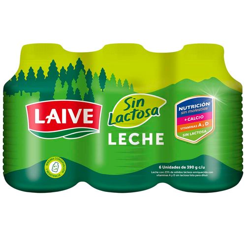 Leche sin Lactosa LAIVE Botella 390g Paquete 6un