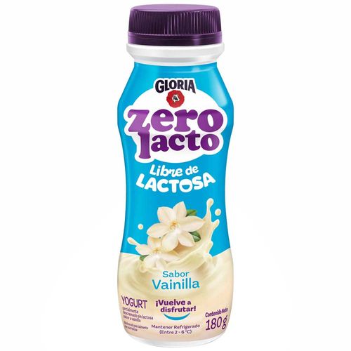 Yogurt Zero Lactosa  GLORIA Sabor a Vainilla Botella 180g