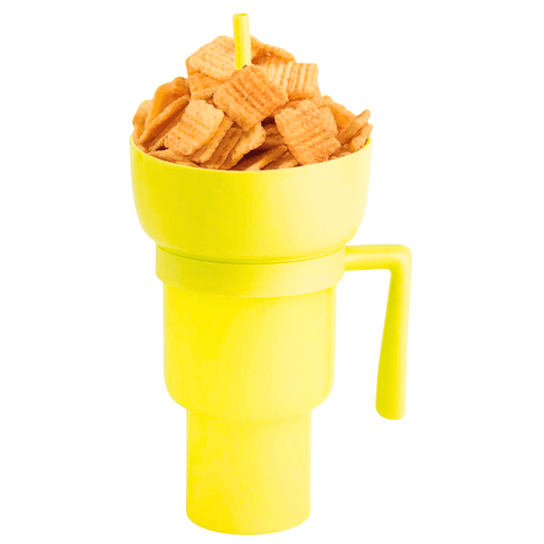 Vaso Tomatodo 2 en 1 para Bebidas y Snack 950 ml Amarillo