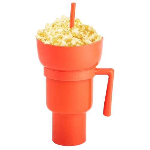 Vaso Tomatodo 2 en 1 para Bebidas y Snack 950 ml Naranja