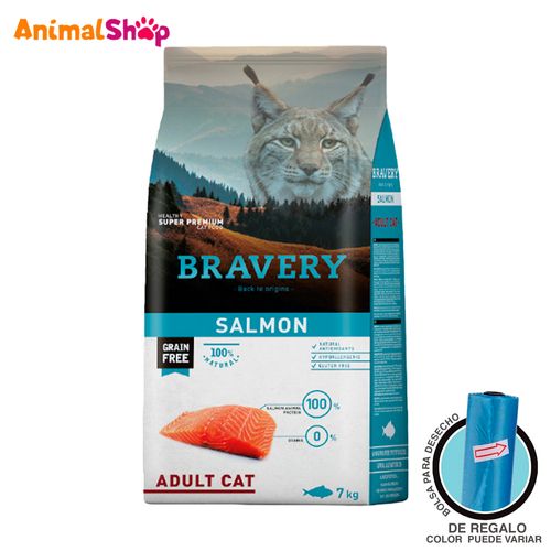 Comida De Gato Adulto Bravery Salmón 7 Kg