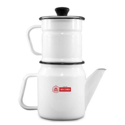 CAFETERA RECORD DE ACERO VITRIFICADO 2PZAS BLANCA N°10