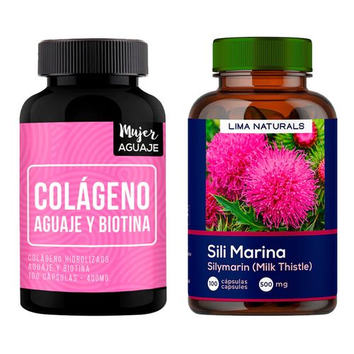 COLAGENO, AGUAJE & BIOTINA CÁPSULAS + SILIMARINA CÁPSULAS