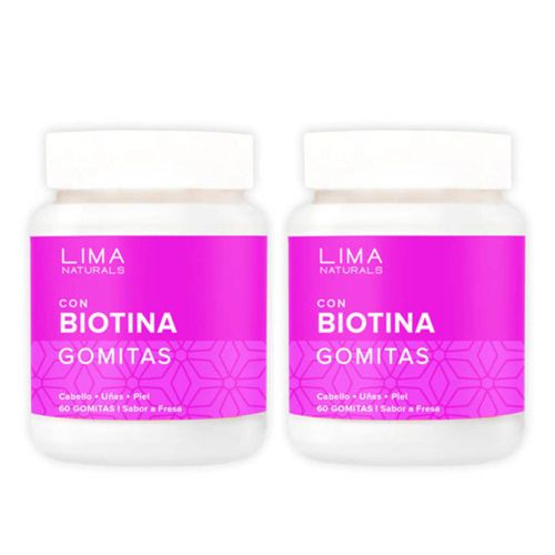 GOMITAS ADULTOS CON BIOTINA 60 UNIDADES LIMA NATURALS X 2