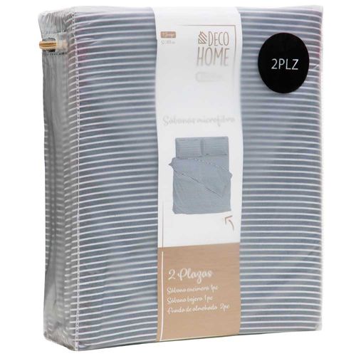 Sábana DECO HOME Micro 2 Plazas Raya Gris