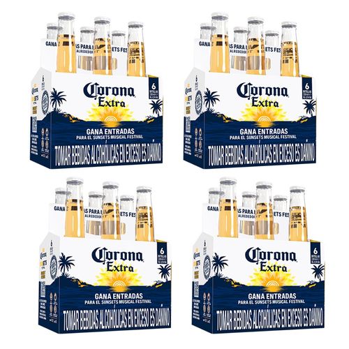 Pack Cerveza CORONA Extra 6 Pack Botella 330ml x 4un