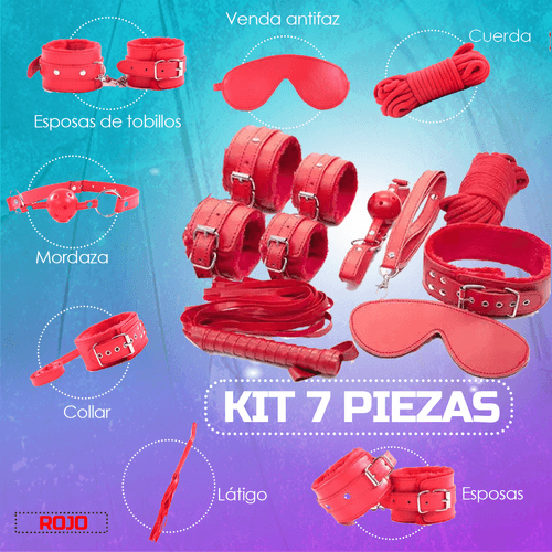 Kit Sado Bondage Bdsm Para Parejas - 7 Piezas Sexuales - Rojo