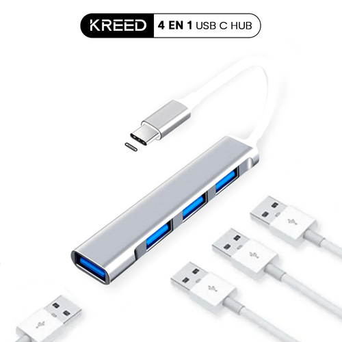 Adaptador Hub tipo C a 4 puertos USB 3.0 y 2.0