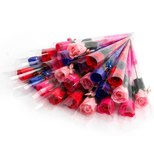 rosa con petalos de jabon artificial regalo madre - 15 unid