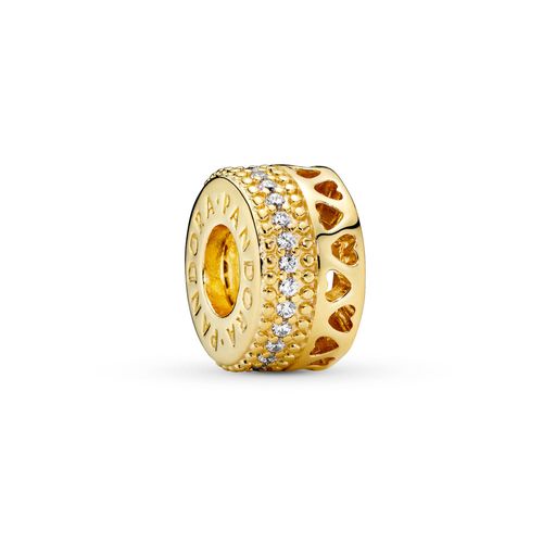 Clip Pandora Original para Mujer 767415CZ Colgante Espaciador de Corazones Dorado Nezmun