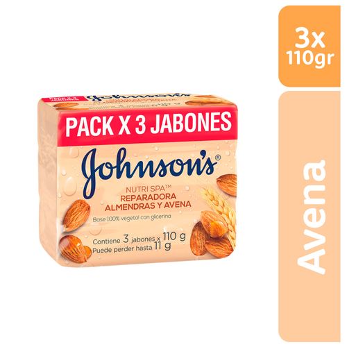 Jabones de Avena Johnsons Reparadora Almendras Avena 110g x3