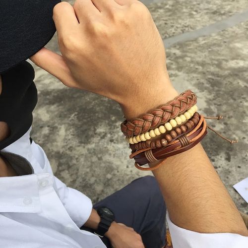 Pulseras de Cuero para Hombres - Marrón