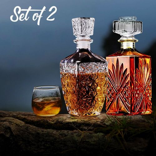 Jgo 2 Decantadores Variado Modelo, Cadamada, Licorera, Whiskera, Jerez, Brandy, Escoces, Vodka 970 m