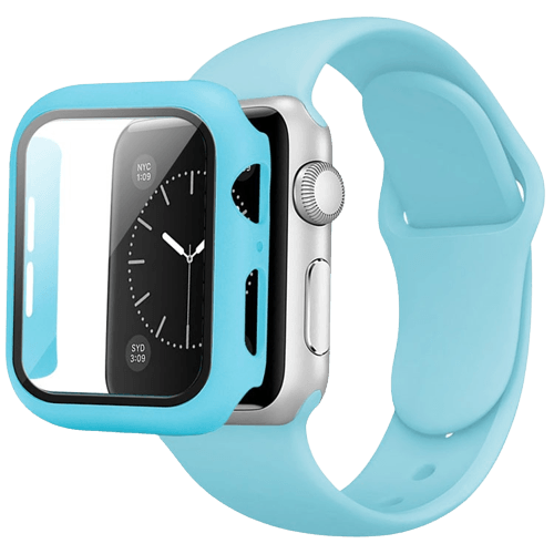 CORREA + CASE COLOR CELESTE PARA APPLEWATCH 42/44 MM