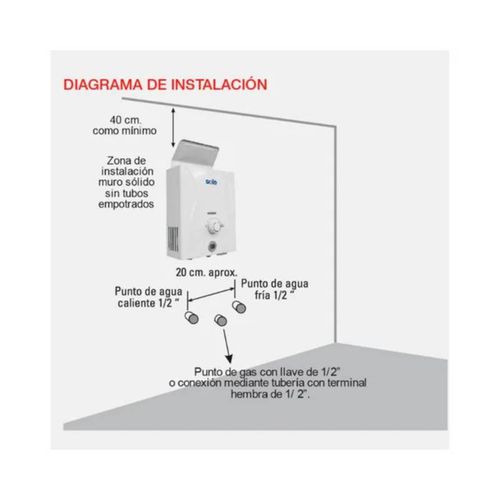 Calentador instantáneo GNV SOLE control total c/acc 5.5L SOLEGASN05V3C