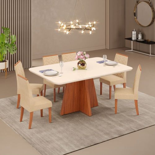 Juego de Comedor Kaz Amalia 6 Sillas Off White