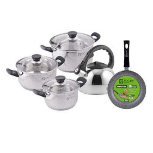 Juego de Ollas con Tetera Acero Inoxidable Facusa con sartén de 22 cm