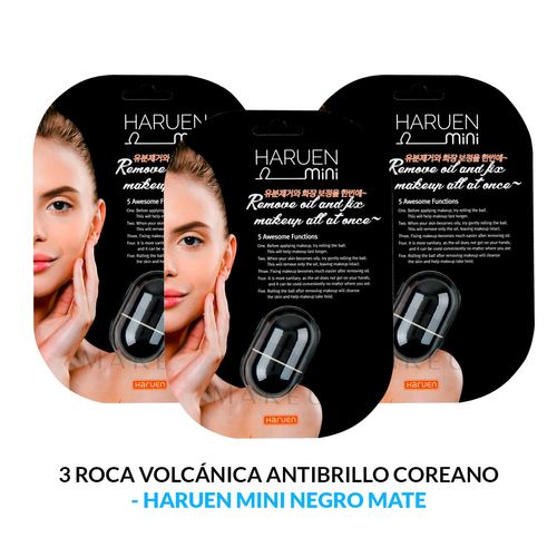 Roca Volcánica Antibrillo Coreano Negro Mate - Huruen Mini  3 Unidades