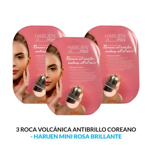 Roca Volcánica Antibrillo Coreano Rosa Brillante - Huruen Mini 3 Unidades