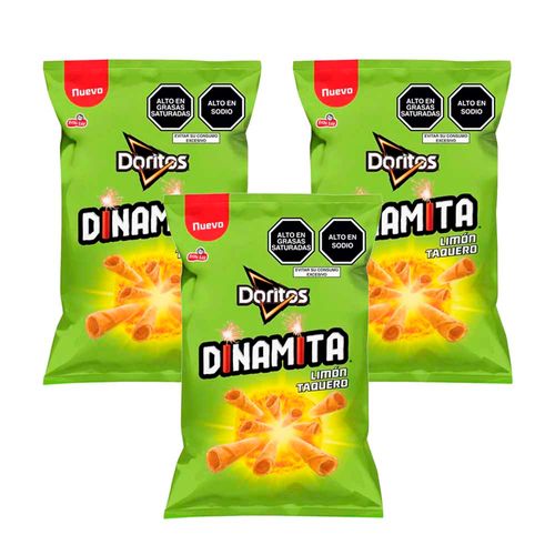 Pack Tortillas de Queso DORITOS Dinamita Limón Bolsa 80g x3un