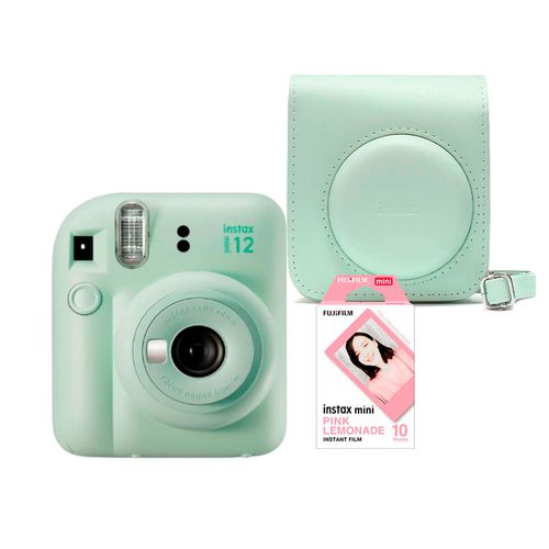 Camara Fujifilm Instax Mini 12 Verde +Estuche 12 +Pelicula Lemonade