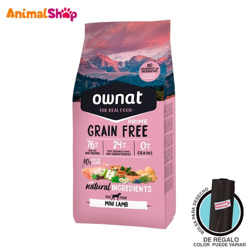 Alimento Perro Ownat Prime Sin Grano Mini Adulto Cordero 3Kg