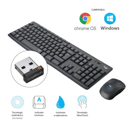 Kit  Inalámbrico Teclado Y Mouse Logitech MK295 Negro