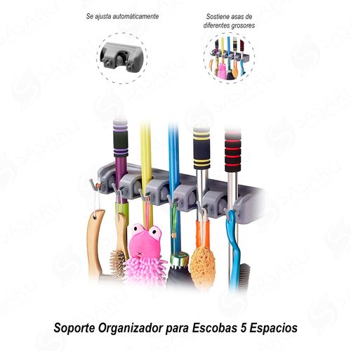 Soporte Organizador de Escobas 5 Espacios