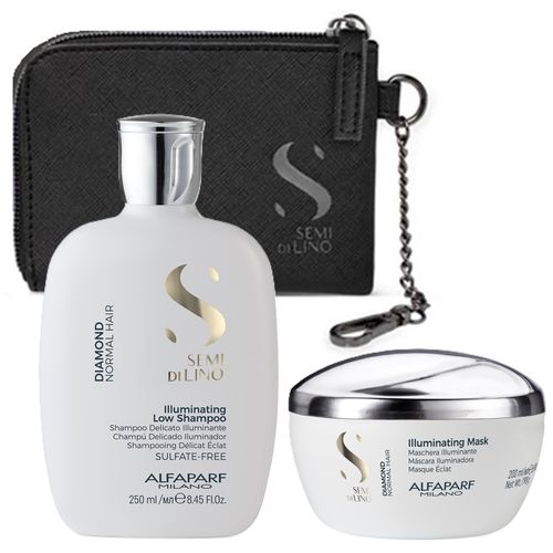 Shampoo Iluminador Sin Sal 250ml + Mascarilla Alfaparf Diamond