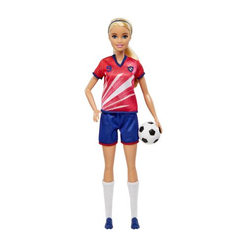 Muñeca Barbie Profesiones Jugadora Fútbol Playera Roja