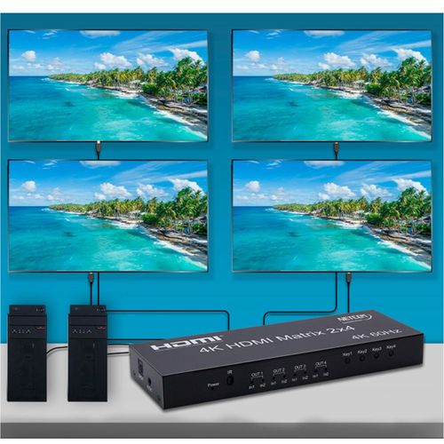 Matrix HDMI 2x4 Puertos Version 2.0 4K 60Hz Splitter Switch HDMI HDR