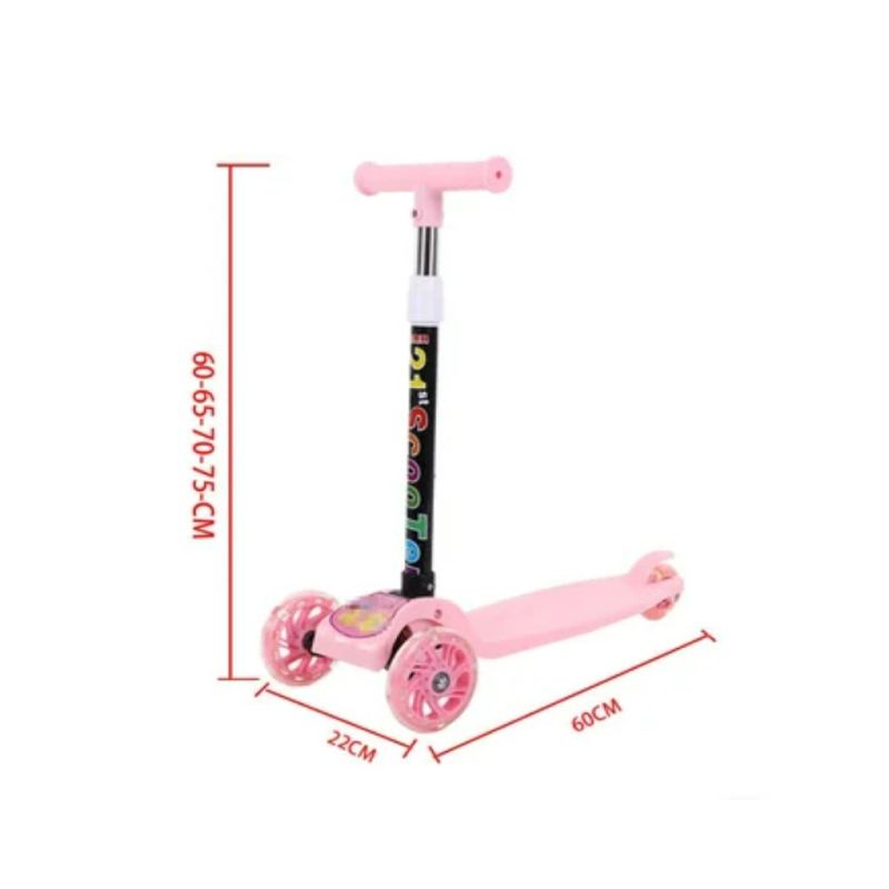 Scooter-Plegable-Para-Niños-Con-Luces-Rosado